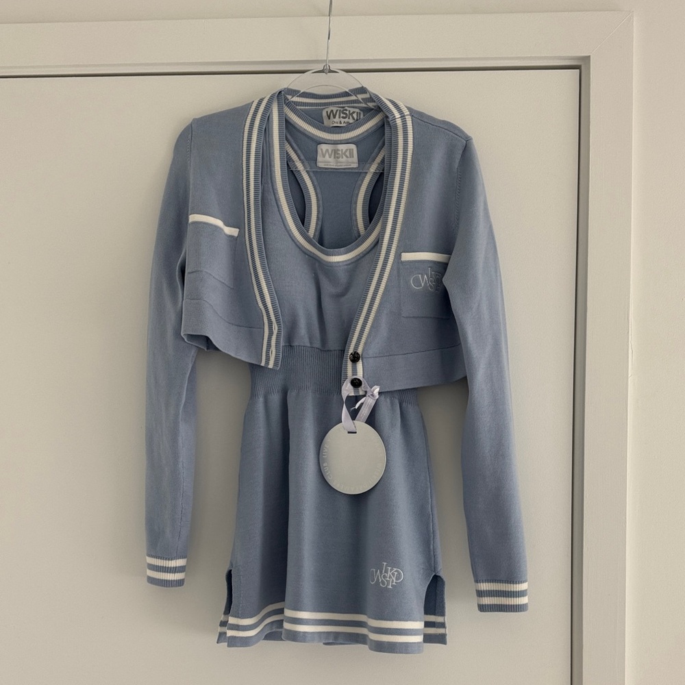 Wiskii MIRTO KNIT SLEEVELESS DRESS & KNIT CARDIGAN LIBERTY BLUE